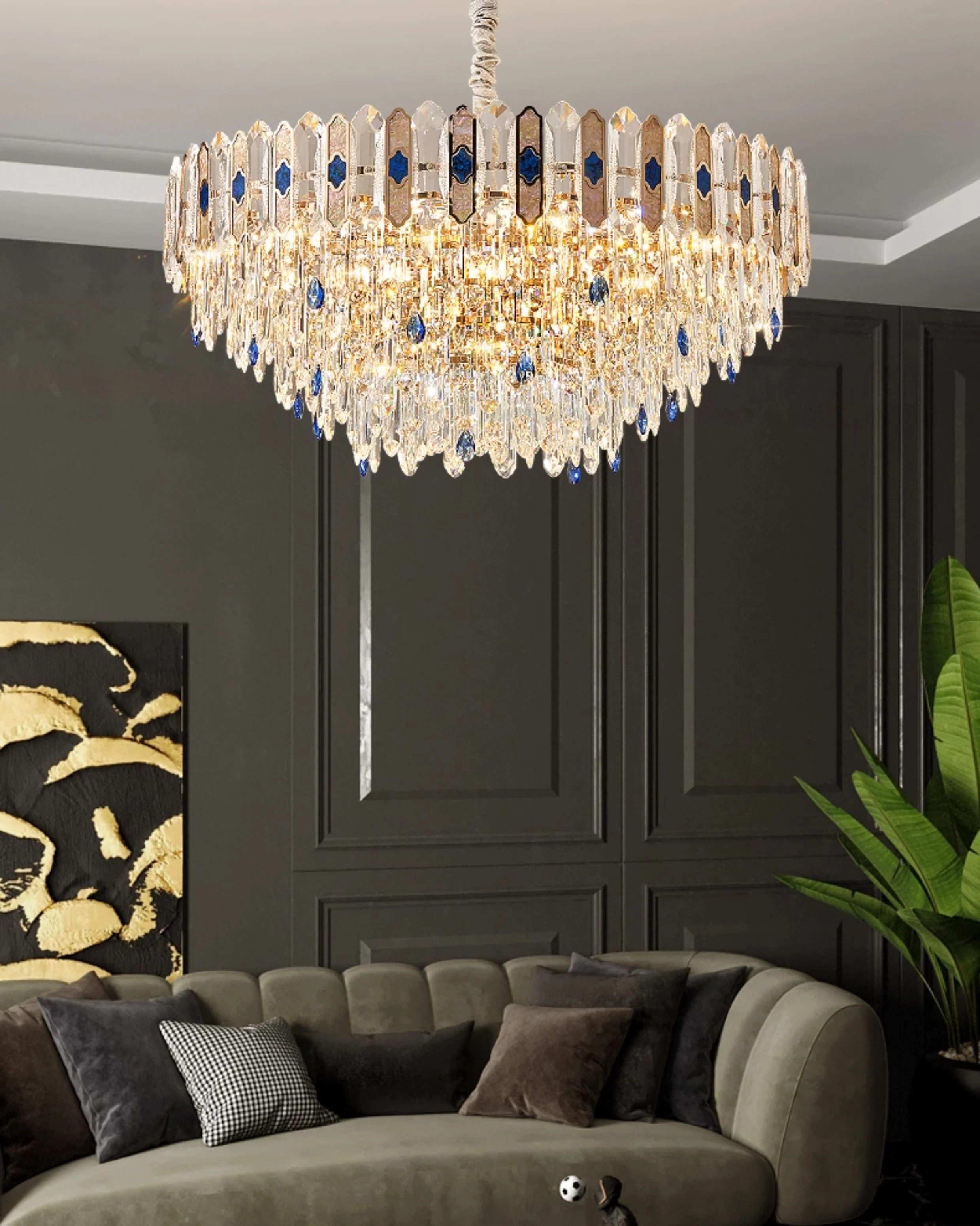 WOMO Tiered Round/Oval Crystal Chandelier-WM3030 - Image 4