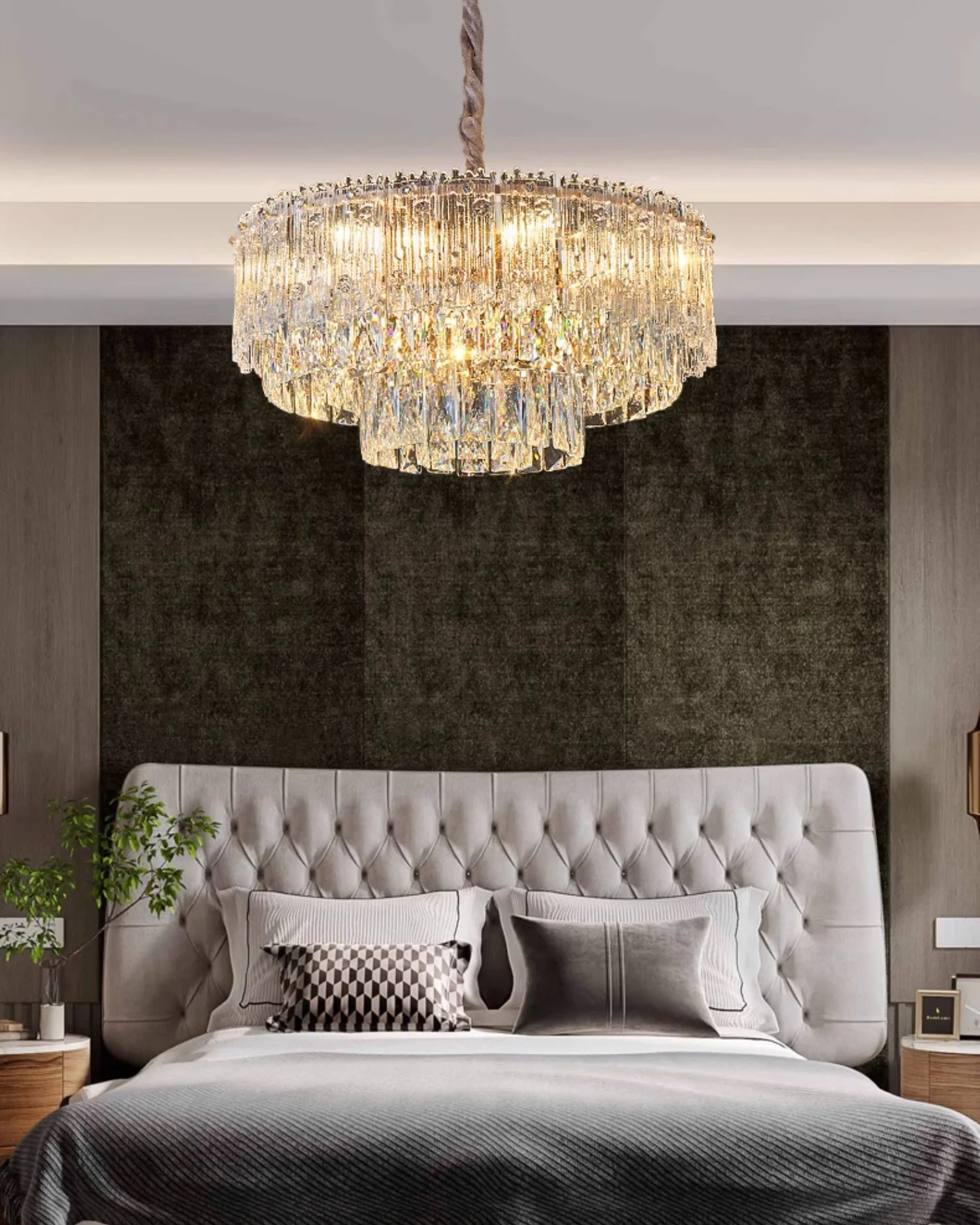 WOMO Tiered Round/Oval Crystal Chandelier-WM3039 - Image 3
