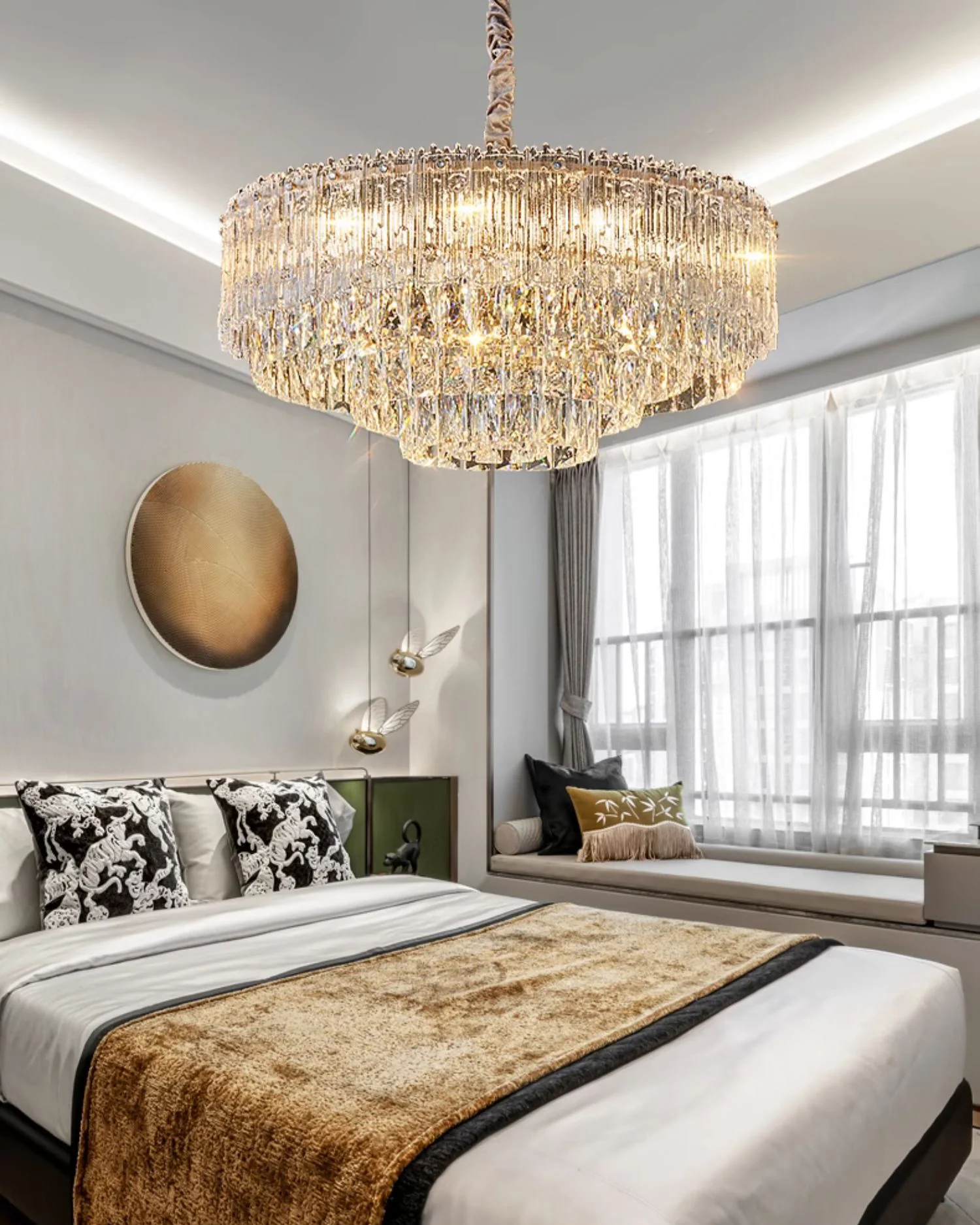 WOMO Tiered Round/Oval Crystal Chandelier-WM3039 - Image 4