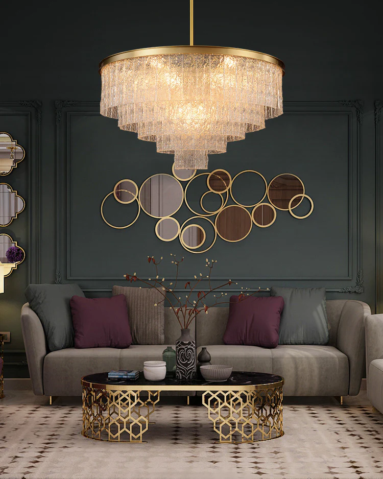 WOMO Gold Tiered Glass Chandelier-WM2601 - Image 7