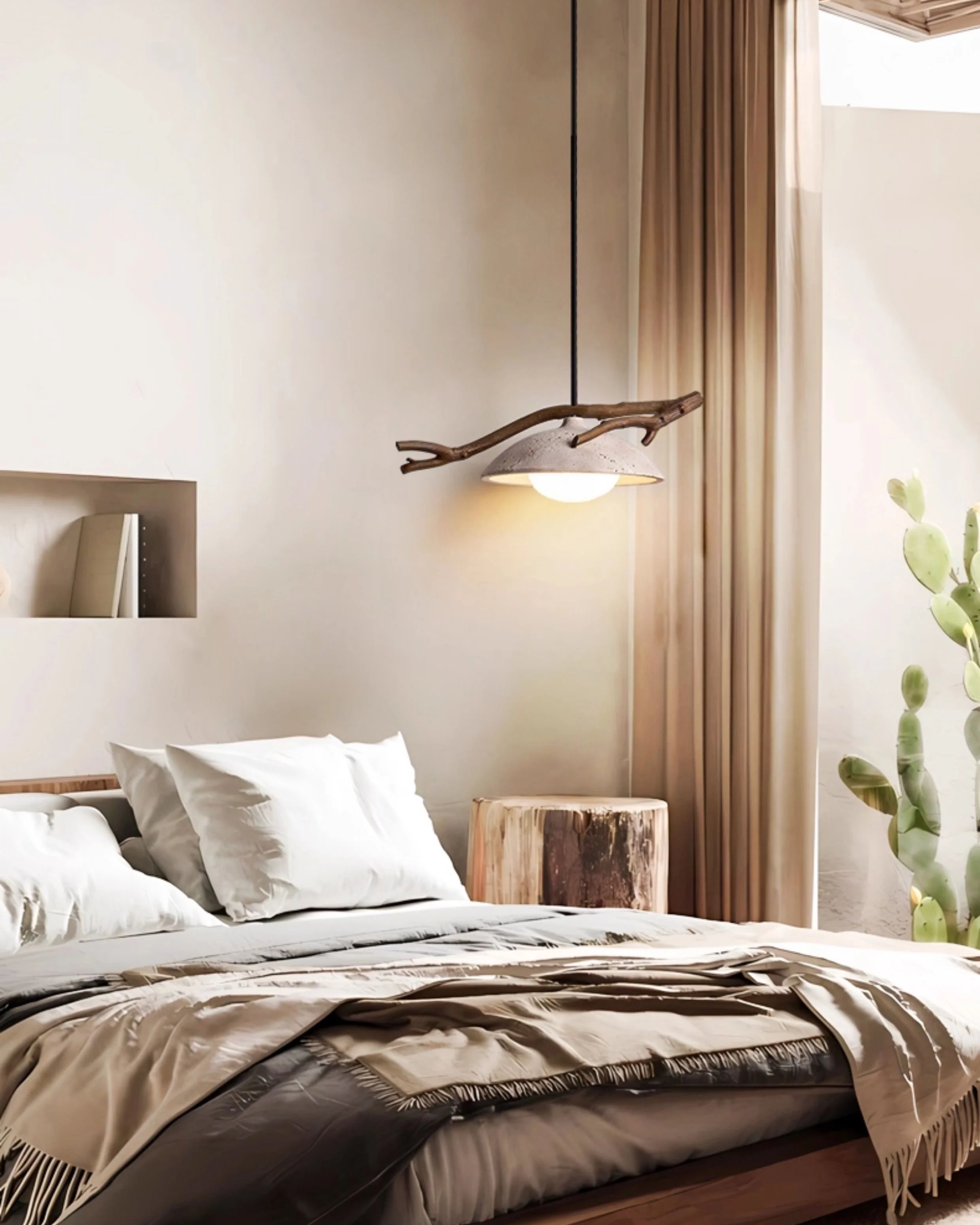 WOMO Tree Branch Dome Travertine Pendant Light-WM3095 - Image 2