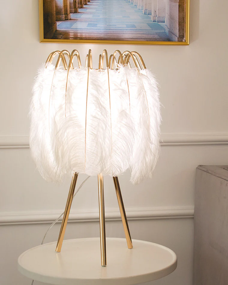 WOMO Stylish Tripod Feather Table Lamp-WM8036 - Image 5