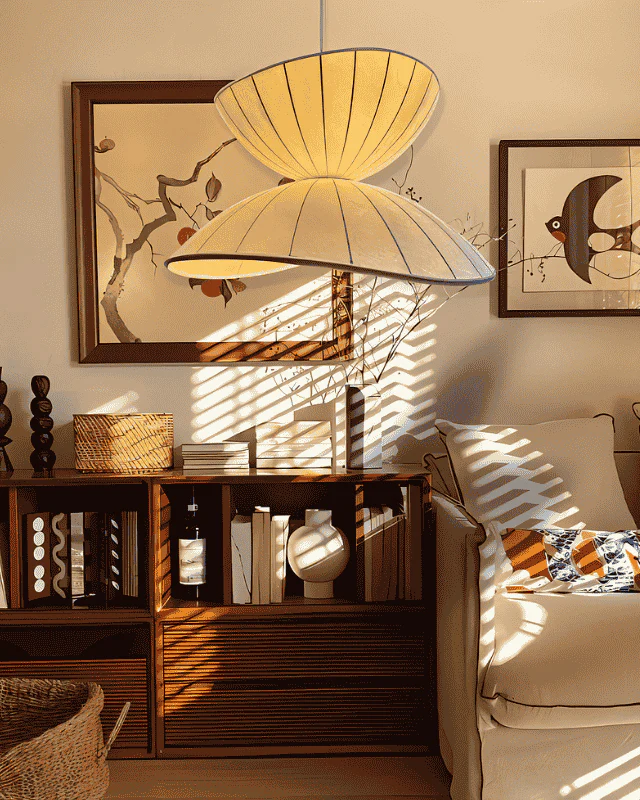 WOMO Unique Japandi Silk Pendant Light-WM2961 - Image 3