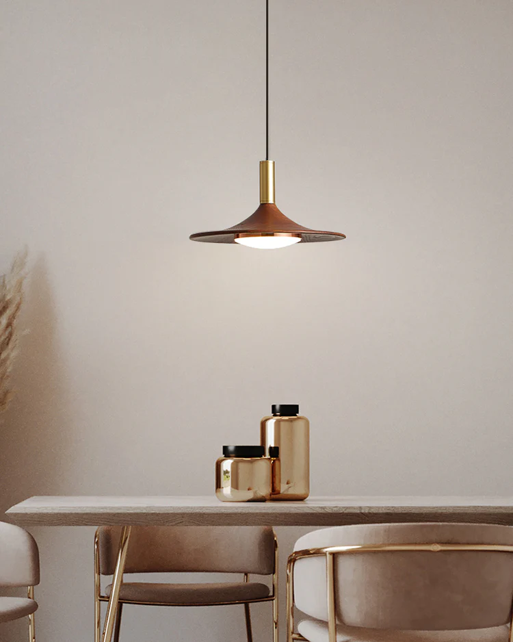 WOMO Walnut Cone Disc Pendant Light-WM2986 - Image 4