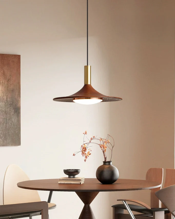 WOMO Walnut Cone Disc Pendant Light-WM2986 - Image 5