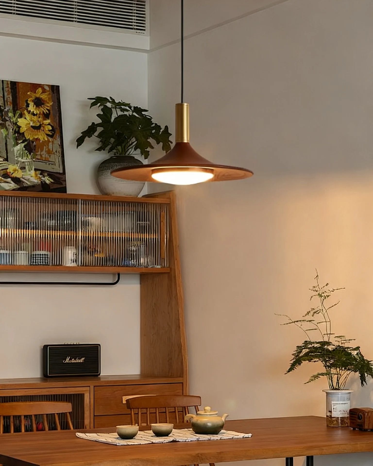 WOMO Walnut Cone Disc Pendant Light-WM2986 - Image 6