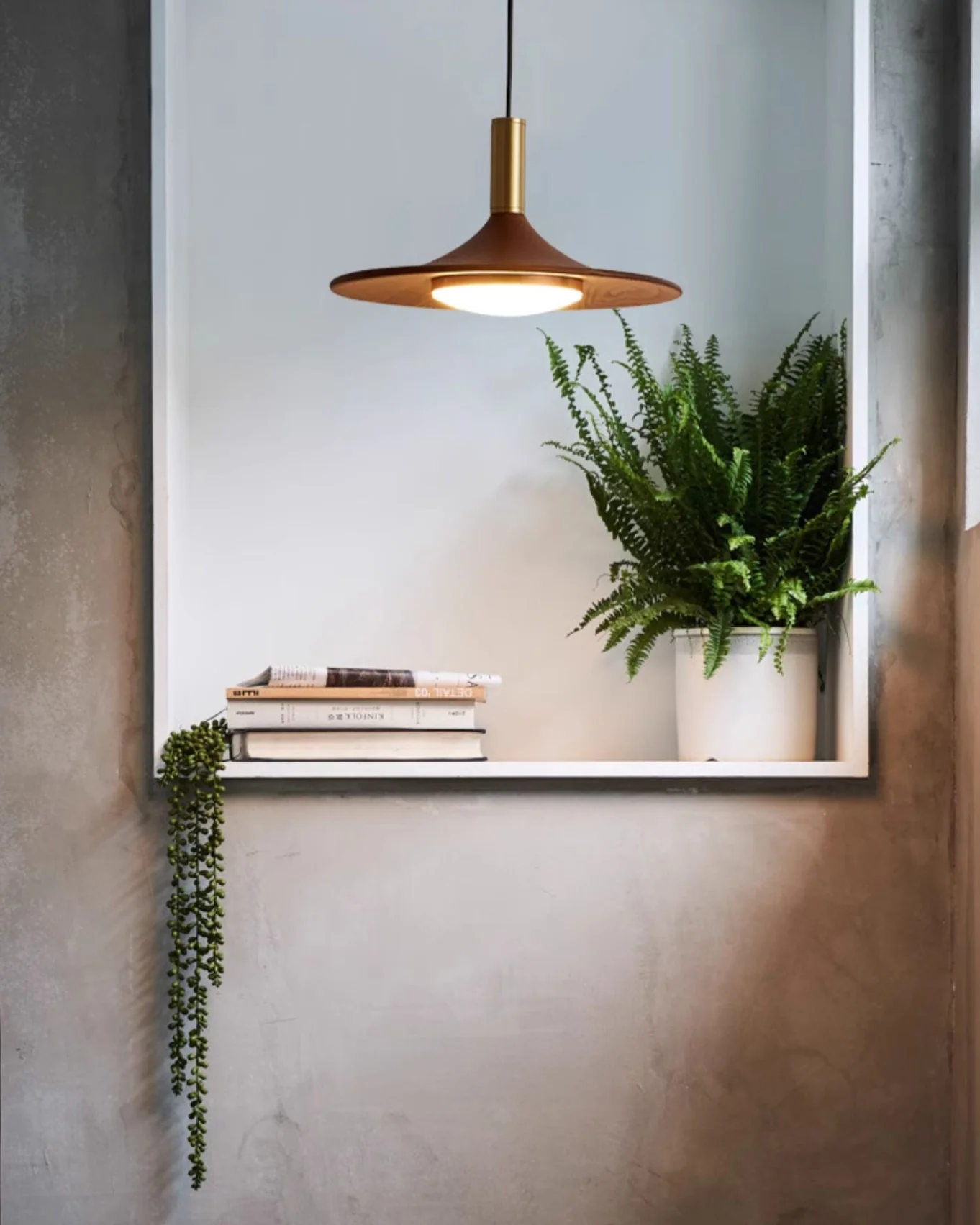 WOMO Walnut Cone Disc Pendant Light-WM2986 - Image 7