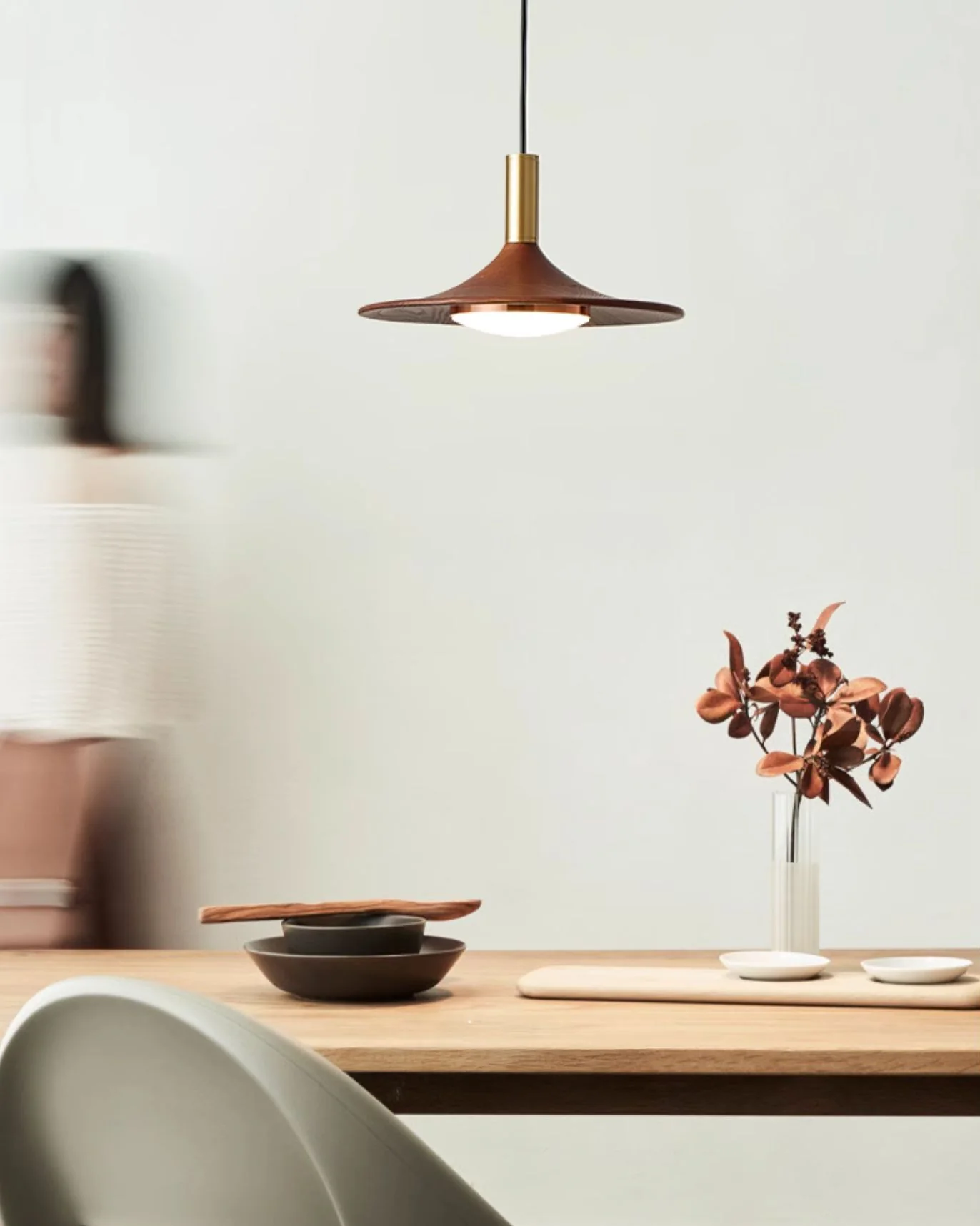 WOMO Walnut Cone Disc Pendant Light-WM2986 - Image 8