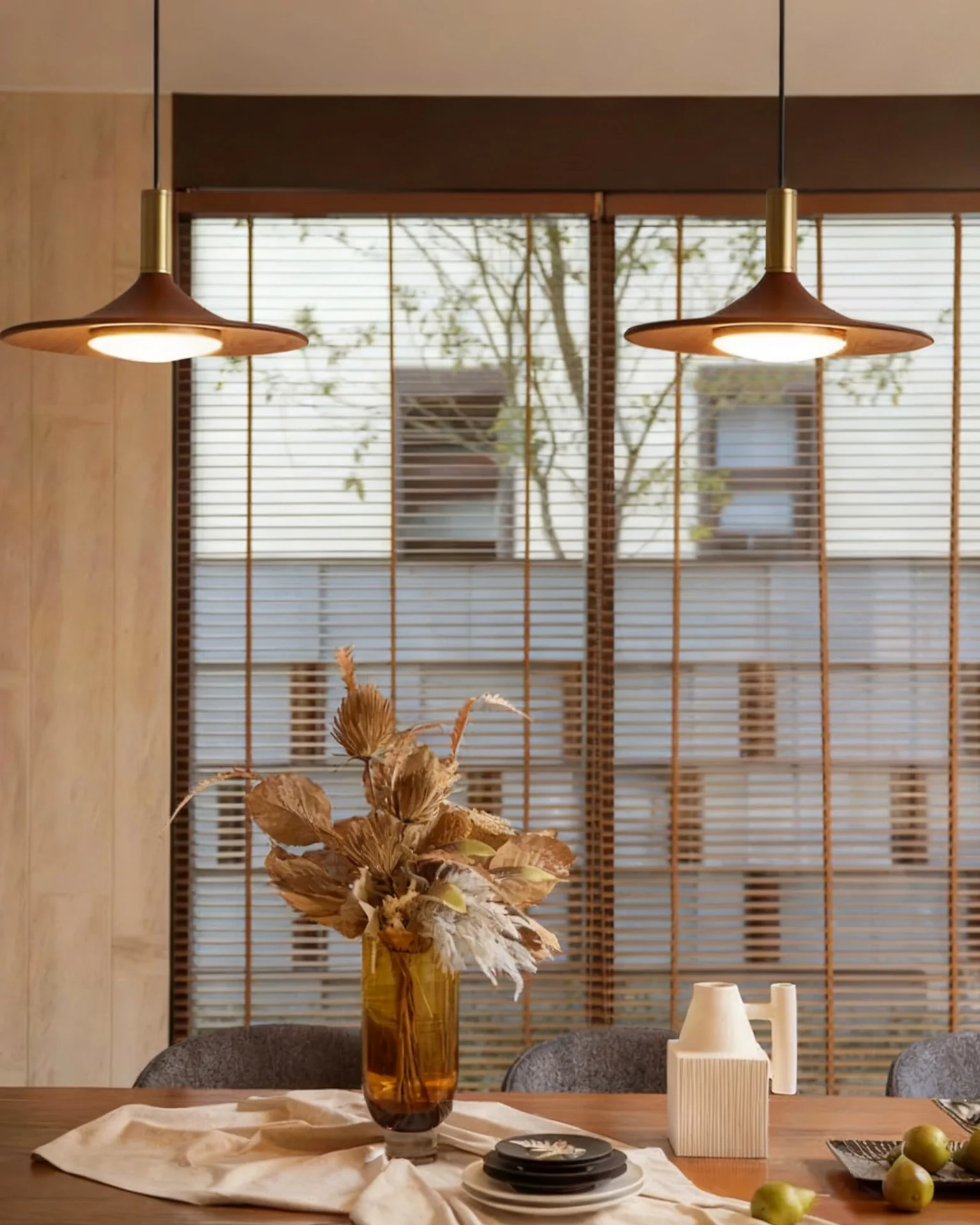 WOMO Walnut Cone Disc Pendant Light-WM2986 - Image 9