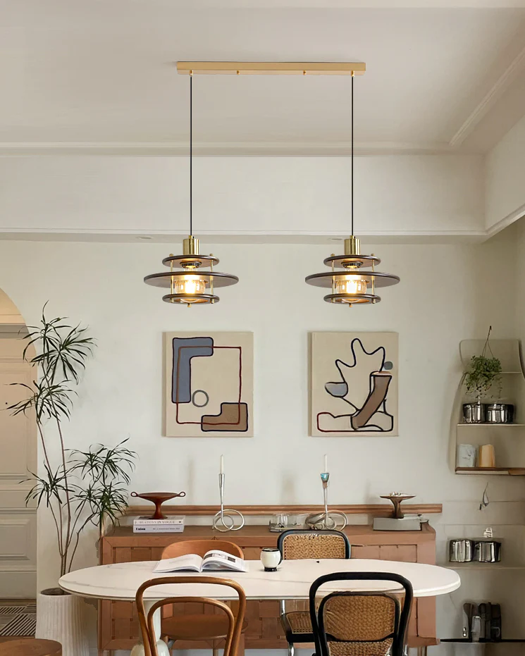 WOMO Walnut Flying Saucer Pendant Light-WM3003 - Image 4