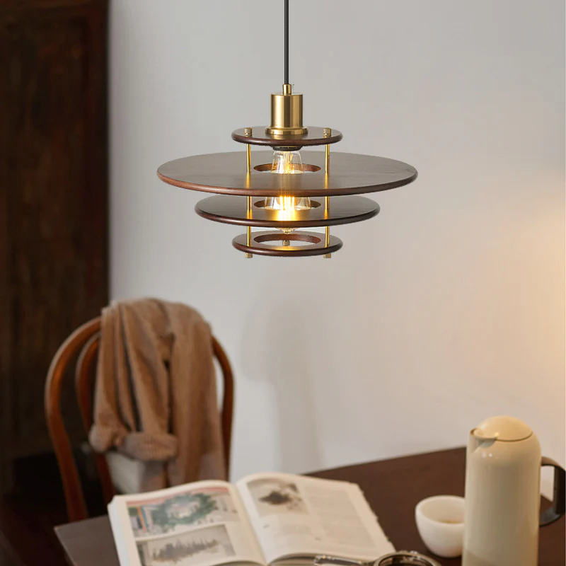 WOMO Walnut Flying Saucer Pendant Light-WM3003 - Image 7