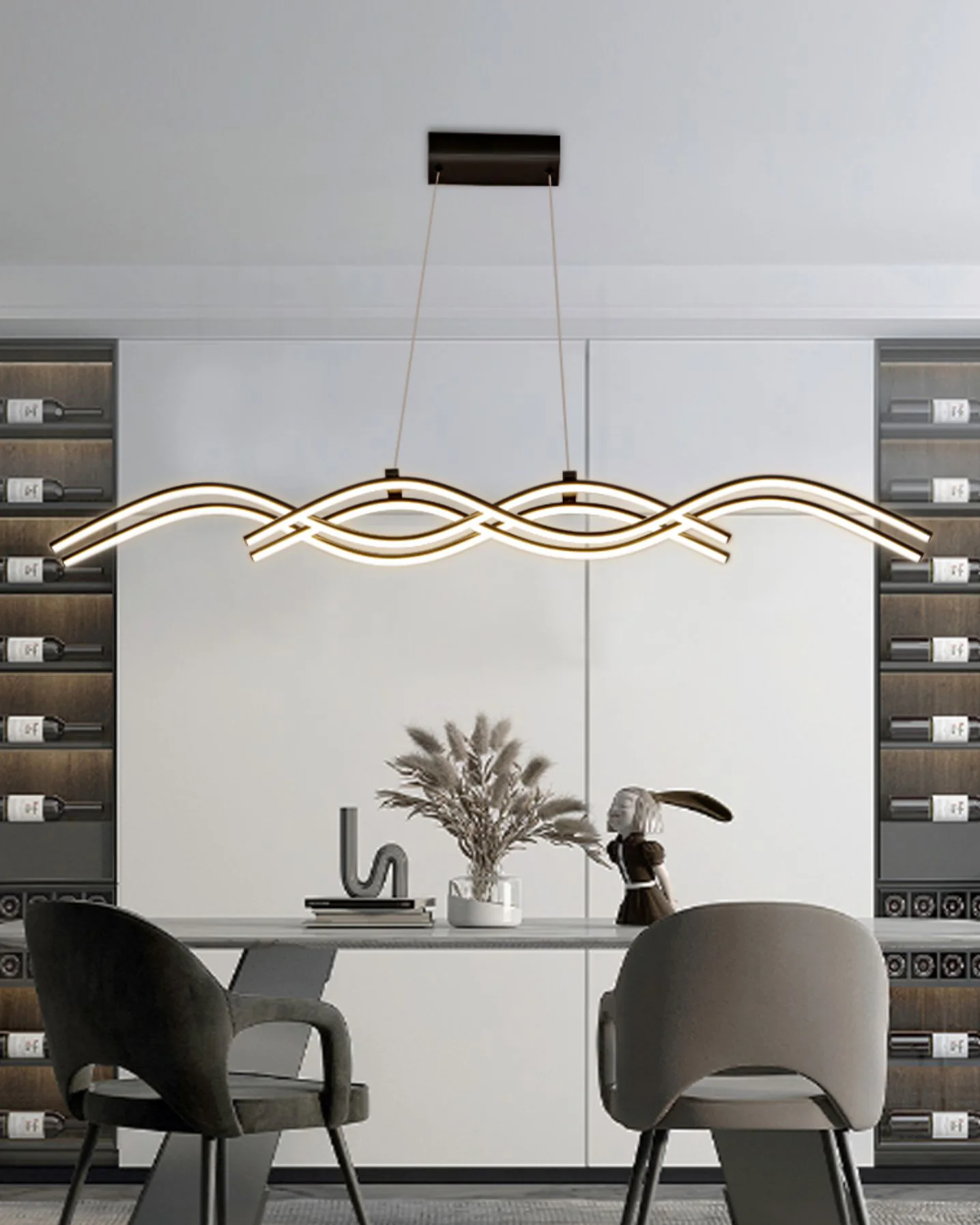 WOMO Wavy Linear Pendant Light-WM2641 - Image 3