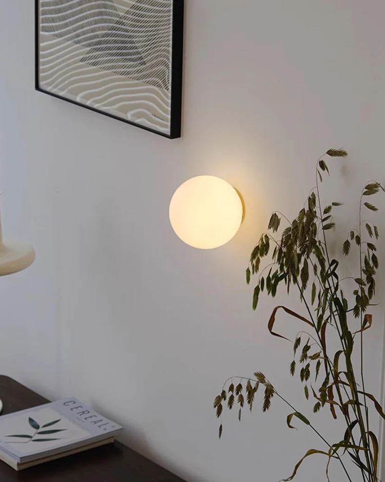 WOMO White Globe Glass Wall Sconce-WM6124 - Image 9