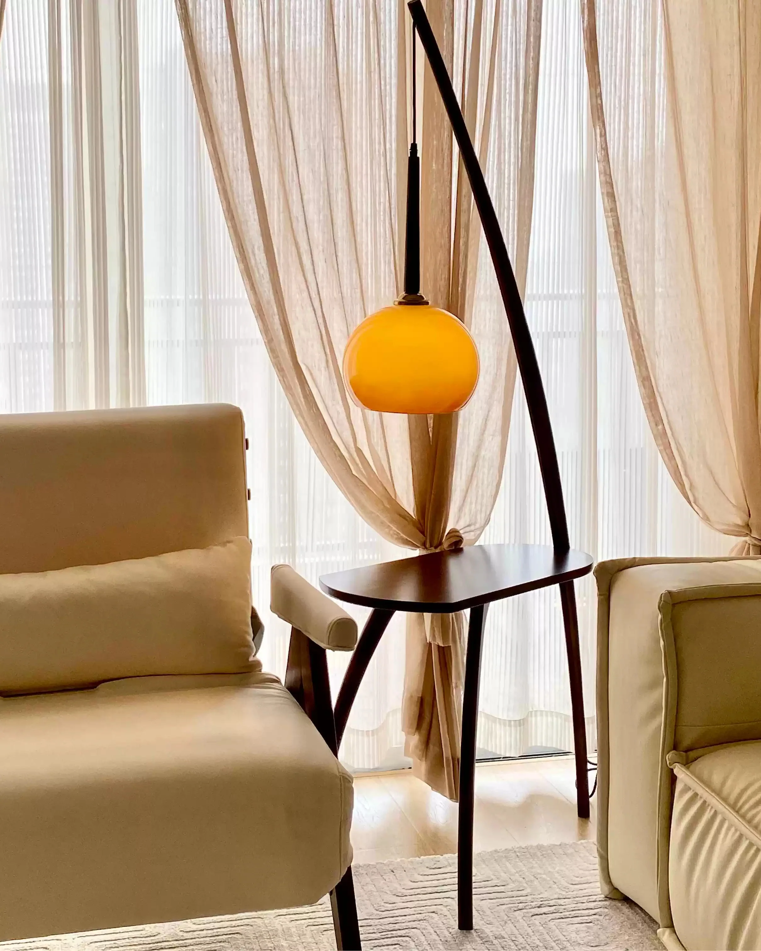 WOMO Hanging Wood Floor Lamp with Table-WM7130 - Image 6