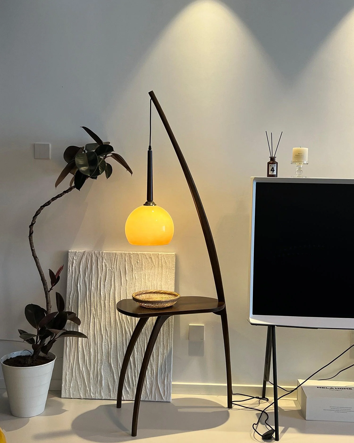 WOMO Hanging Wood Floor Lamp with Table-WM7130 - Image 9