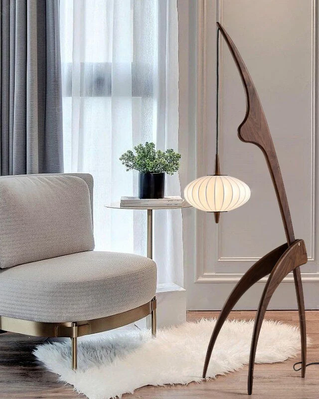 WOMO Flying Saucer Tripod Wood Floor Lamp-WM7136 - Image 10