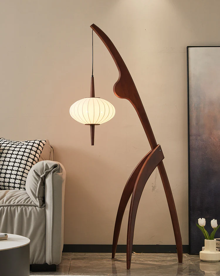 WOMO Flying Saucer Tripod Wood Floor Lamp-WM7136 - Image 11
