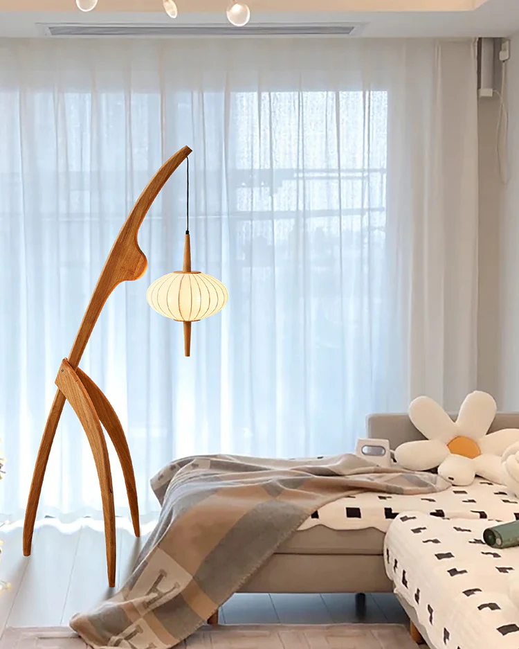 WOMO Flying Saucer Tripod Wood Floor Lamp-WM7136 - Image 16