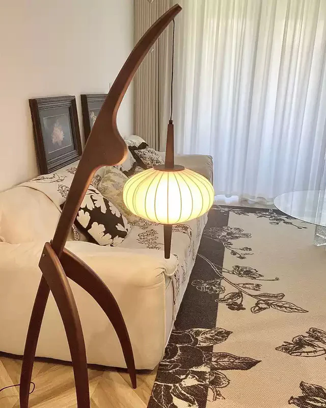 WOMO Flying Saucer Tripod Wood Floor Lamp-WM7136 - Image 3