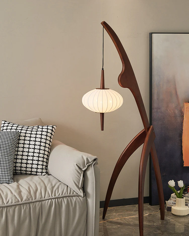 WOMO Flying Saucer Tripod Wood Floor Lamp-WM7136 - Image 8