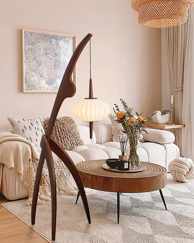 WOMO Flying Saucer Tripod Wood Floor Lamp-WM7136 - Image 9